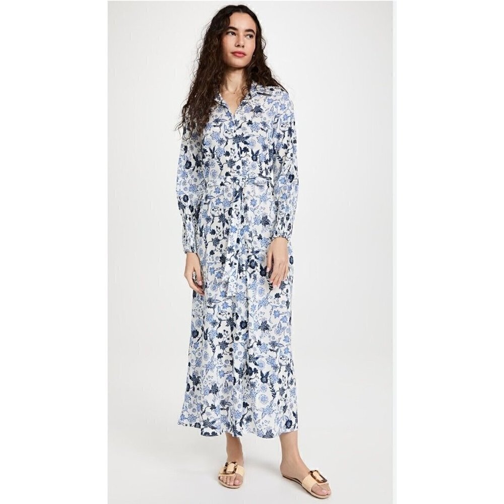 New Misa Bettina Dress Womens XS Menara Petals Blue Floral Rayon Cotton LS
